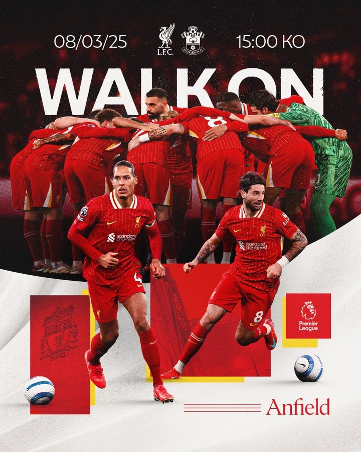 繼續(xù)前行！利物浦曬海報預(yù)熱戰(zhàn)圣徒：范迪克、薩拉赫、索博出鏡