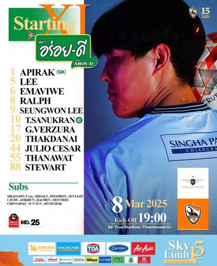 清萊聯(lián)客場對陣曼谷聯(lián)，郭田雨未進入比賽名單