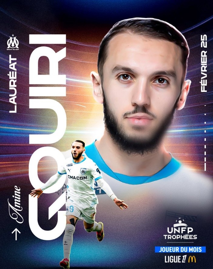 4場2球3助攻，法甲官方：馬賽冬窗新援古伊里當(dāng)選2月最佳球員