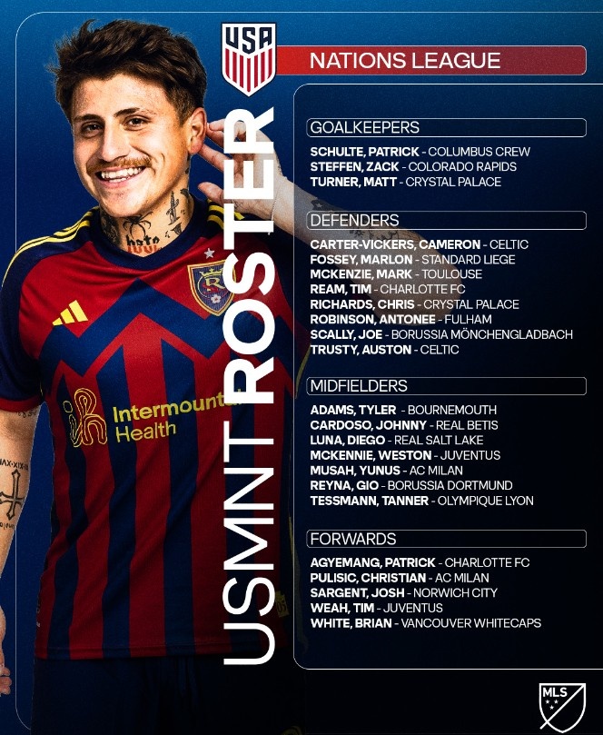 美國(guó)大名單：普利西奇、麥肯尼領(lǐng)銜，羅賓遜、小維阿、穆薩在列