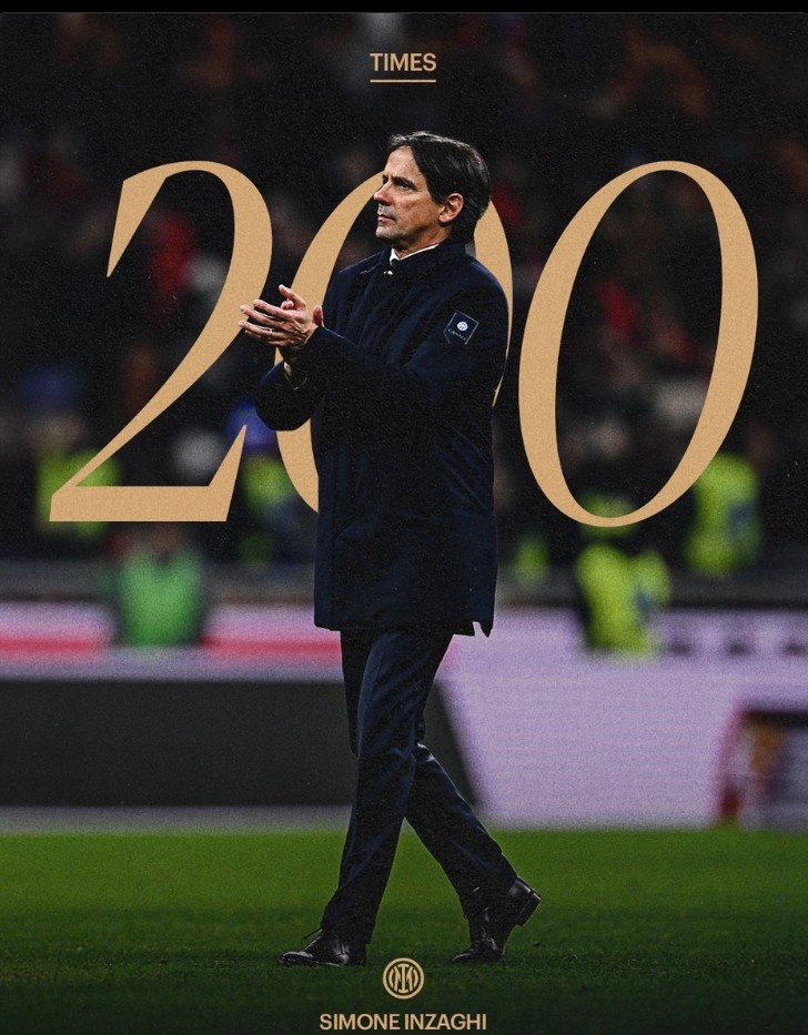 小因扎吉迎執(zhí)教國米200場里程碑，球隊官方曬海報紀念