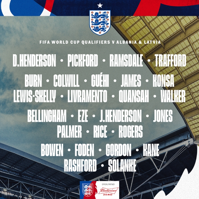 圖赫爾首期英格蘭名單：拉什福德回歸，斯凱利首入選格拉利什無緣