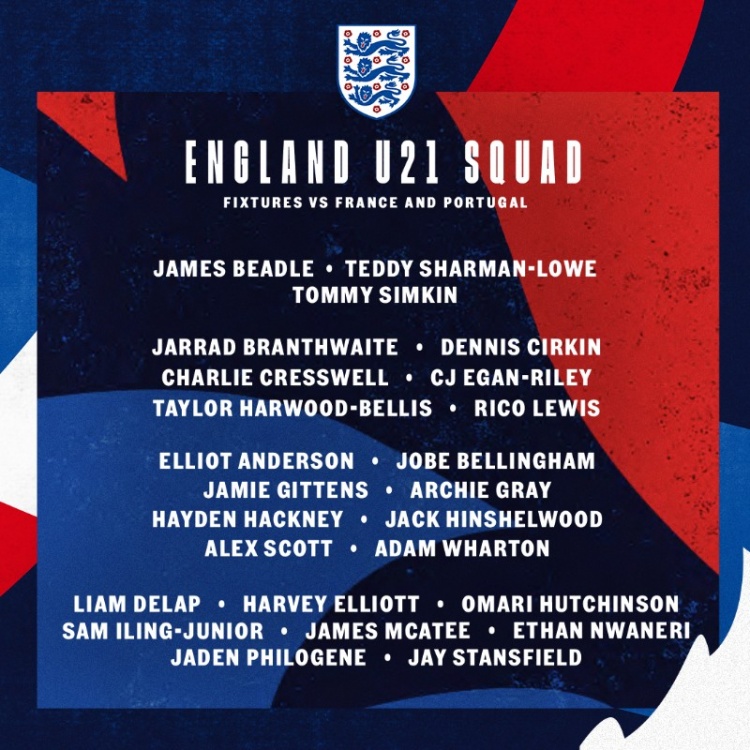 英格蘭U21隊(duì)名單：里科-劉易斯、小貝林厄姆、恩瓦內(nèi)里在列