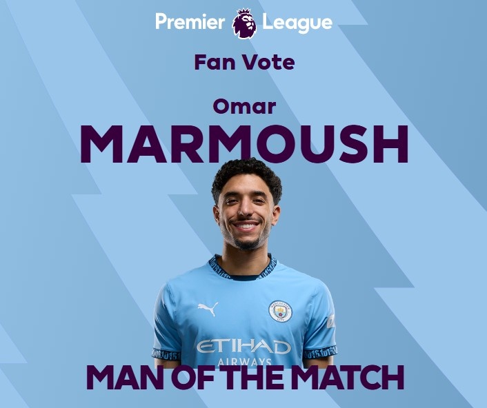 造點(diǎn)+世界波！官方：馬爾穆什被票選為曼城vs布萊頓全場(chǎng)最佳