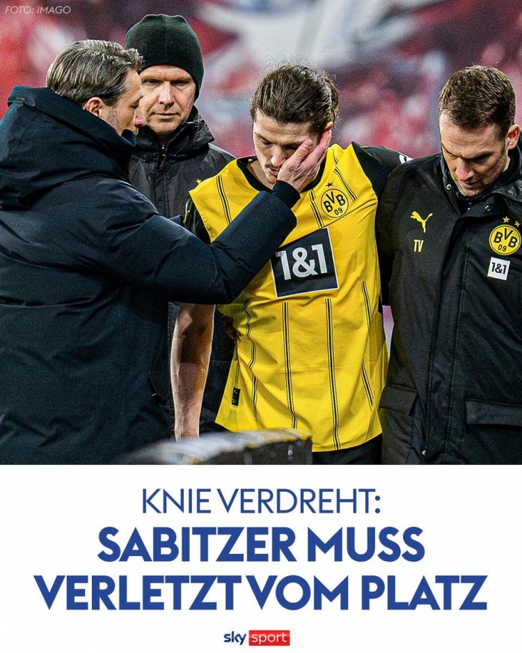 大將傷退！德天空：多特中場薩比策受傷離場，可能缺席此后比賽