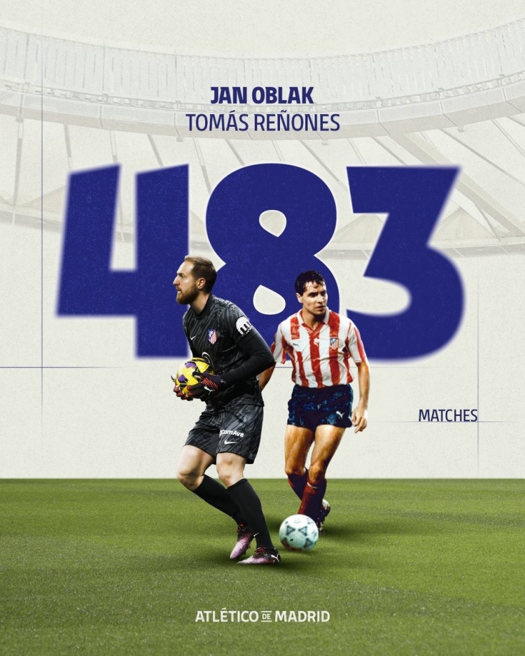 483場(chǎng)！奧布拉克追平托馬斯-雷諾內(nèi)斯，并列隊(duì)史出場(chǎng)榜第3名