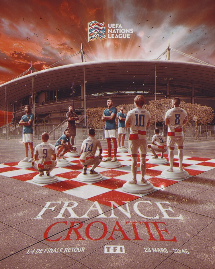 爭取逆轉(zhuǎn)！法國發(fā)布對克羅地亞海報：姆巴佩、莫德里奇領(lǐng)銜出鏡