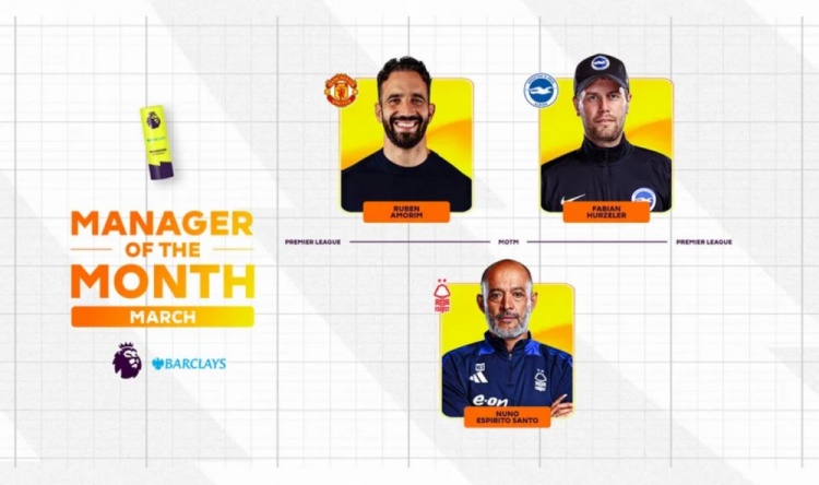 英超3月最佳教練候選：阿莫林、赫爾澤勒、努諾