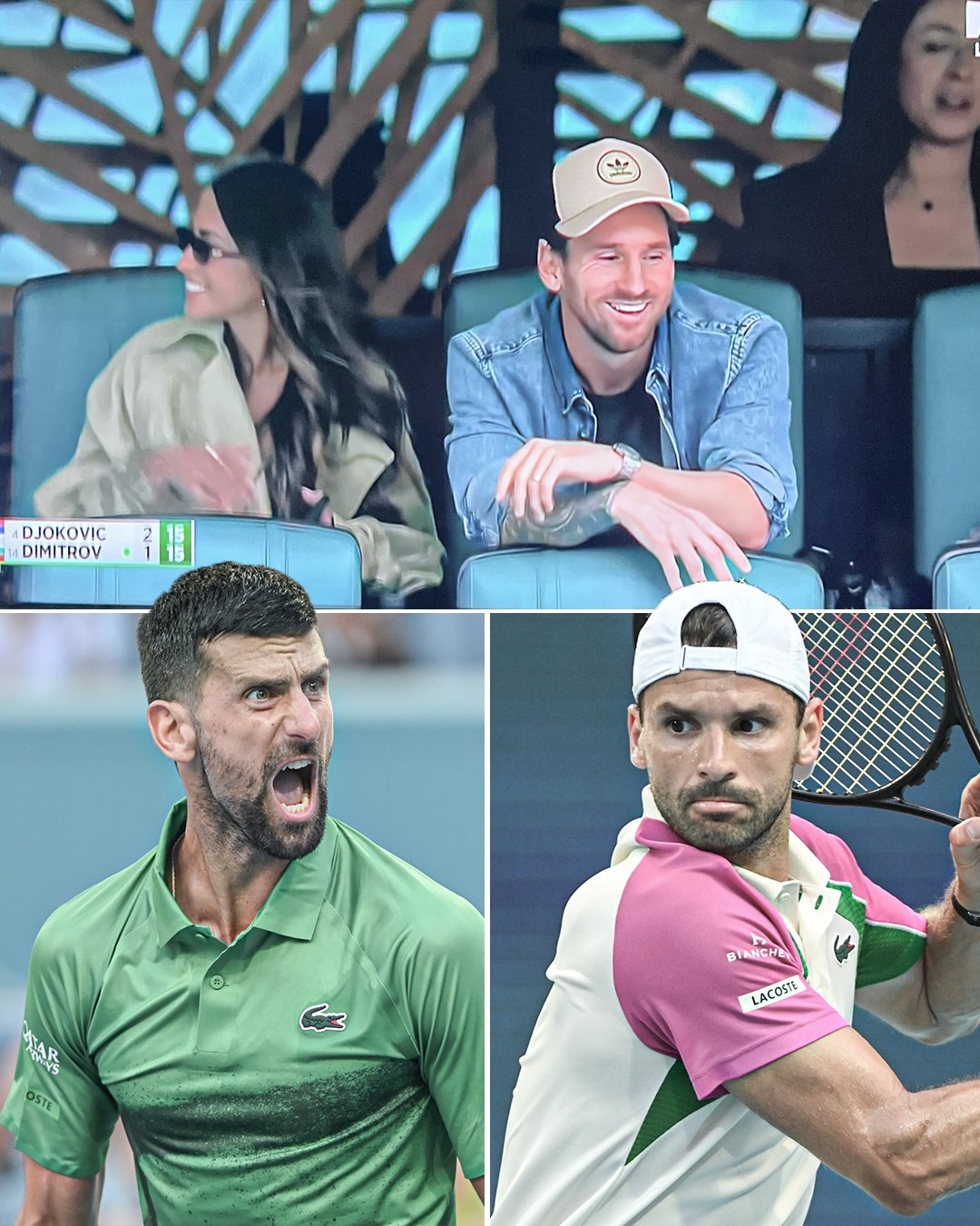 邁阿密網(wǎng)球大師賽半決賽德約對陣迪米特洛夫，梅西現(xiàn)場觀戰(zhàn)