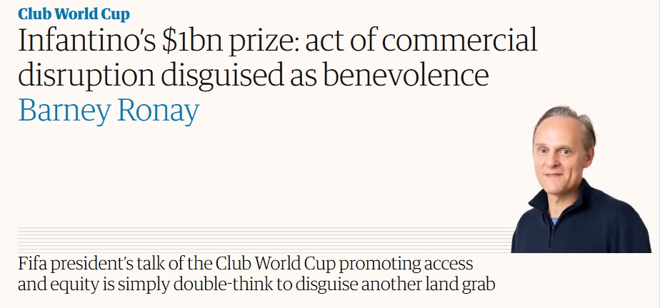 總獎金10億刀?記者抨擊世俱杯：扭曲各國聯(lián)賽生態(tài)；破壞財政規(guī)則