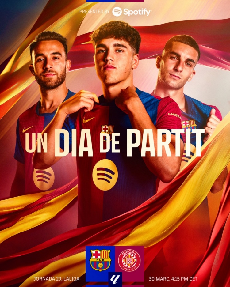 巴薩發(fā)布對(duì)陣赫羅納海報(bào)：庫(kù)巴西、費(fèi)蘭、埃里克-加西亞出鏡